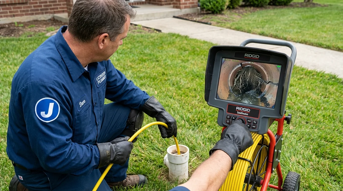 Sewer camera inspection being performed by Johns Plumbing LLC in Chisholm