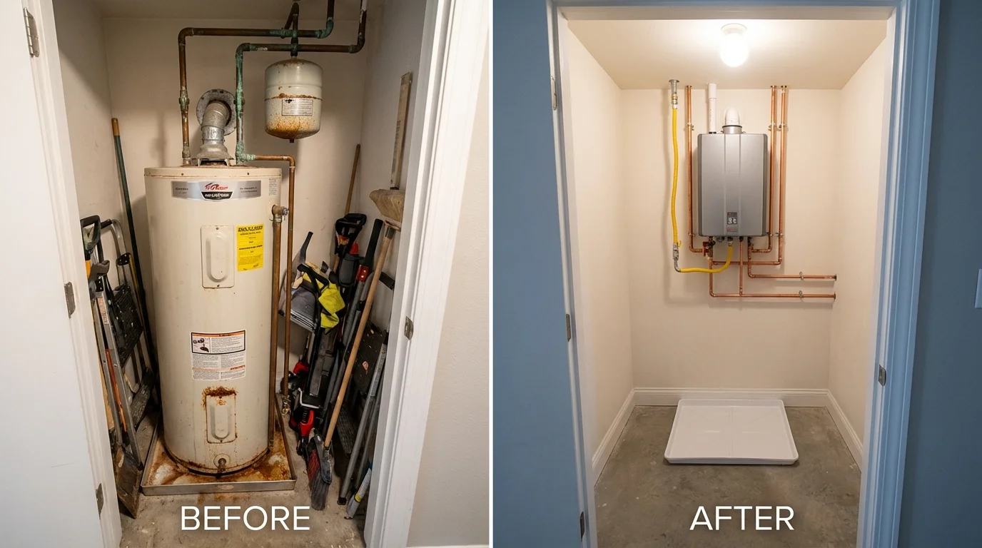 Tank water heater versus wall-mounted tankless unit comparison for Chisholm, MN homeowners